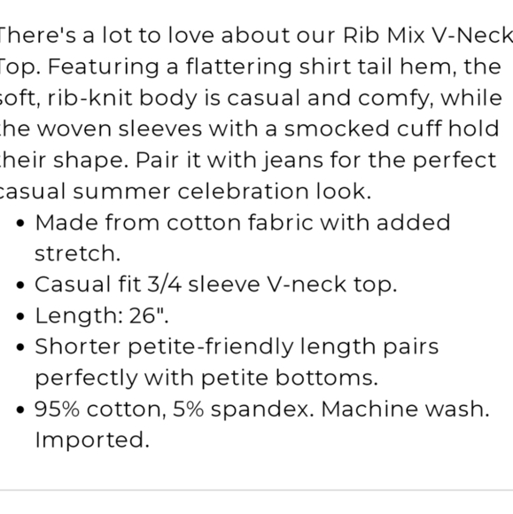 CHICOS CASUAL CREAM RIB MIX V NECK TOP  W PUFF BALLOON SLEEVES SIZE 1 - Picture 10 of 10